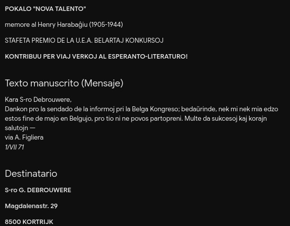 Transskribo de la letero per moderna IA
